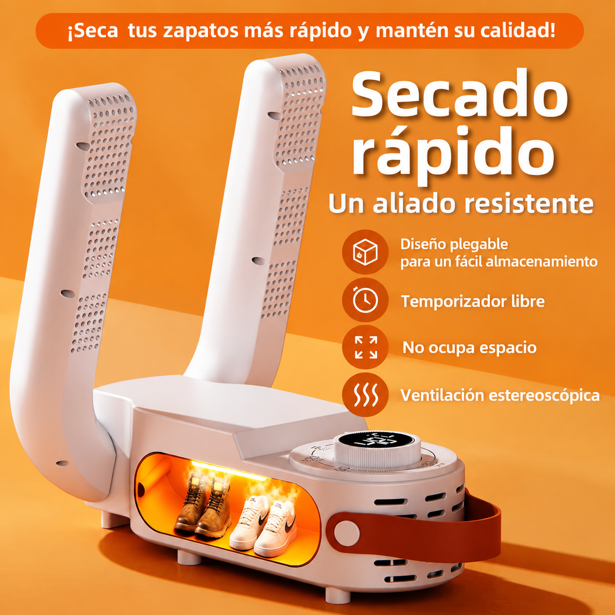Secador de zapatos plegable con temporizador